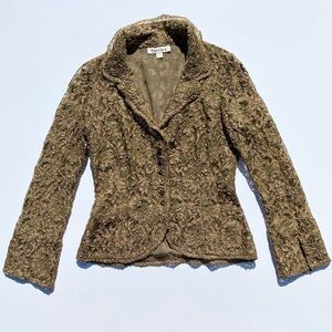 CHETTA B Dark green lace with metallic gold detail blazer Steampunk Woman Size 8